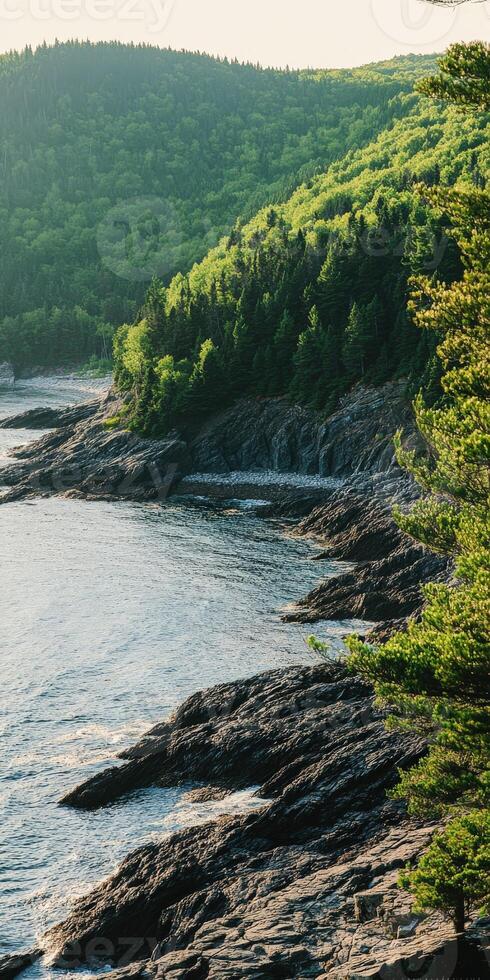 Coastal view at golden hour photo