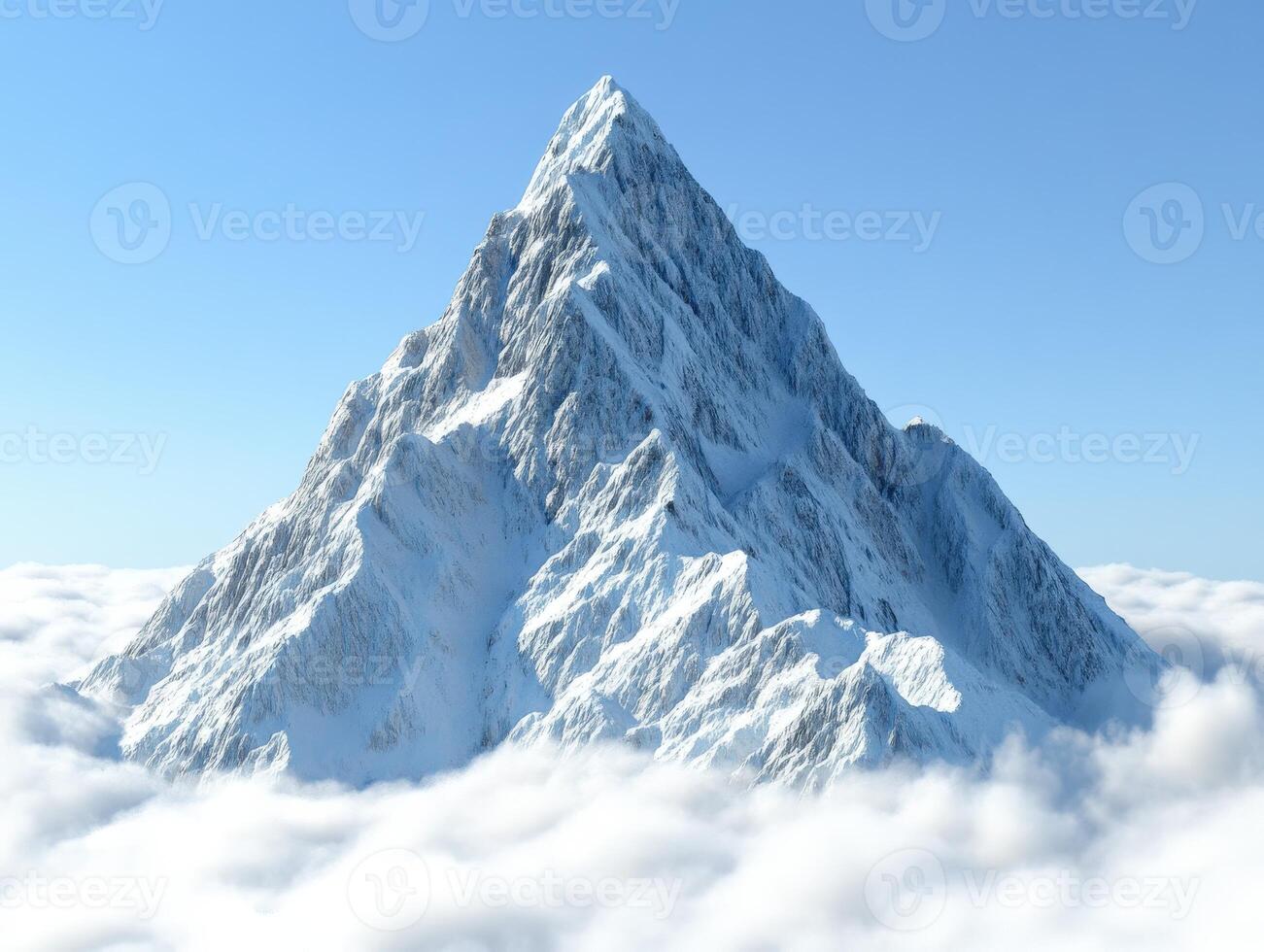 A mountain is surrounded by clouds photo