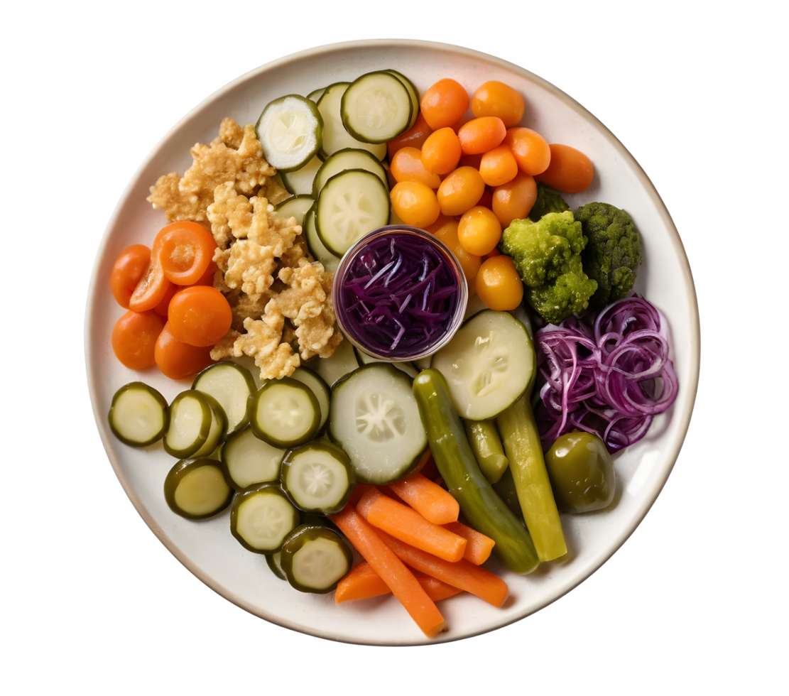 Mixed Vegetable Pickles In A Plate, Perfect For Fermentation And Healthy Eating png