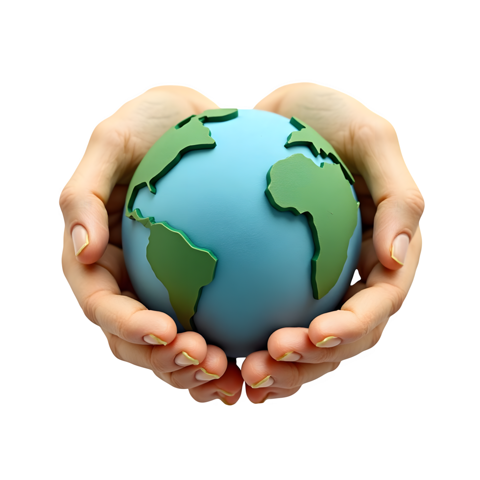 Earth Day, embracing eco-friendly ideas. Hands that resemble humans, created with plasticine. png