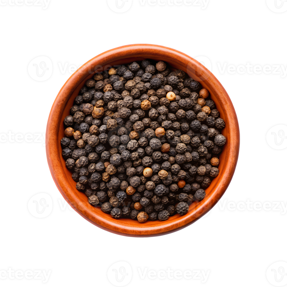 Fresh Black Pepper in a Glossy Terracotta Bowl png