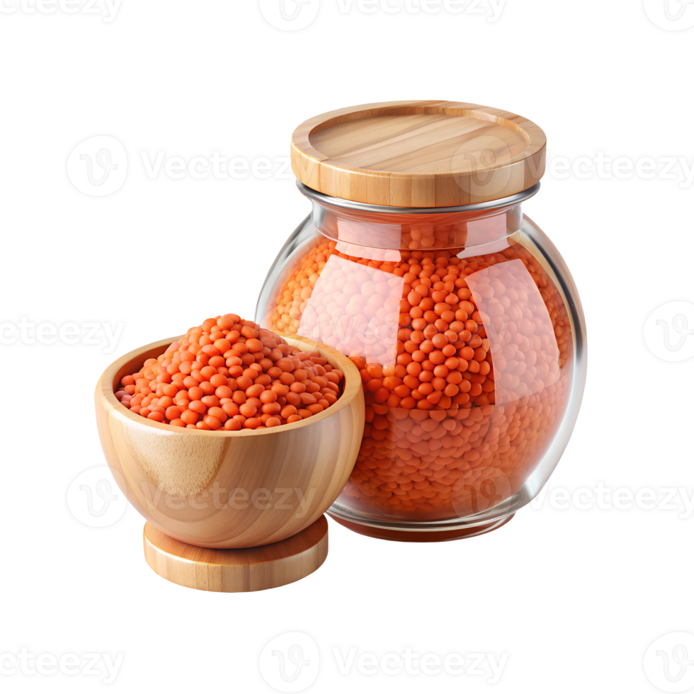 red lentils in a glass jar png