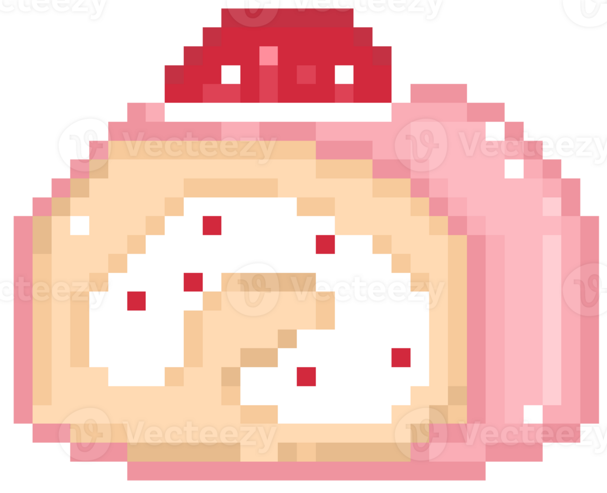 Pink cake rolls Pixel art png