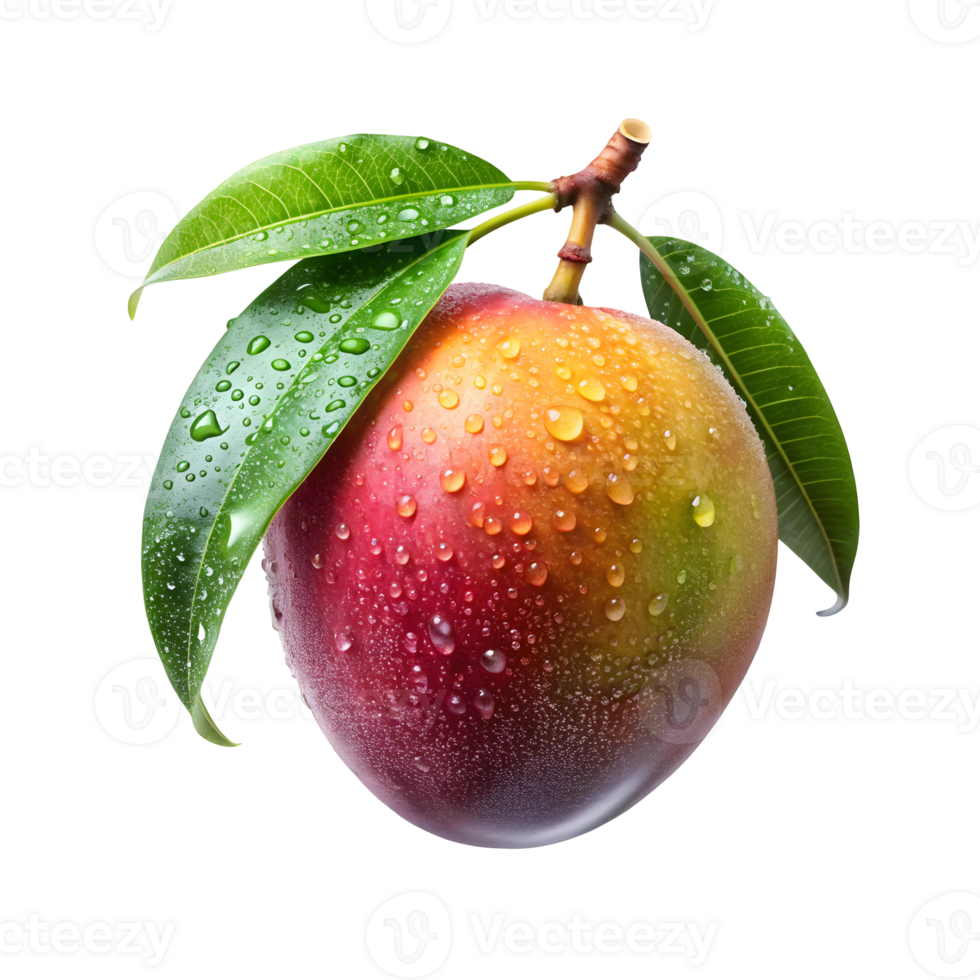 A Perfectly Ripe Mango with water droplets in Focus png