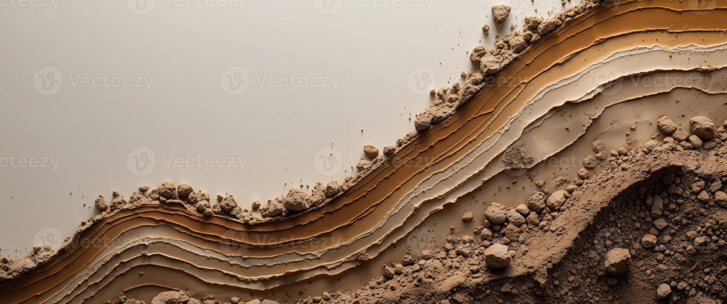 soil profile represents layers of history and change that are stored in earth illustrating connection between time and memory. photo