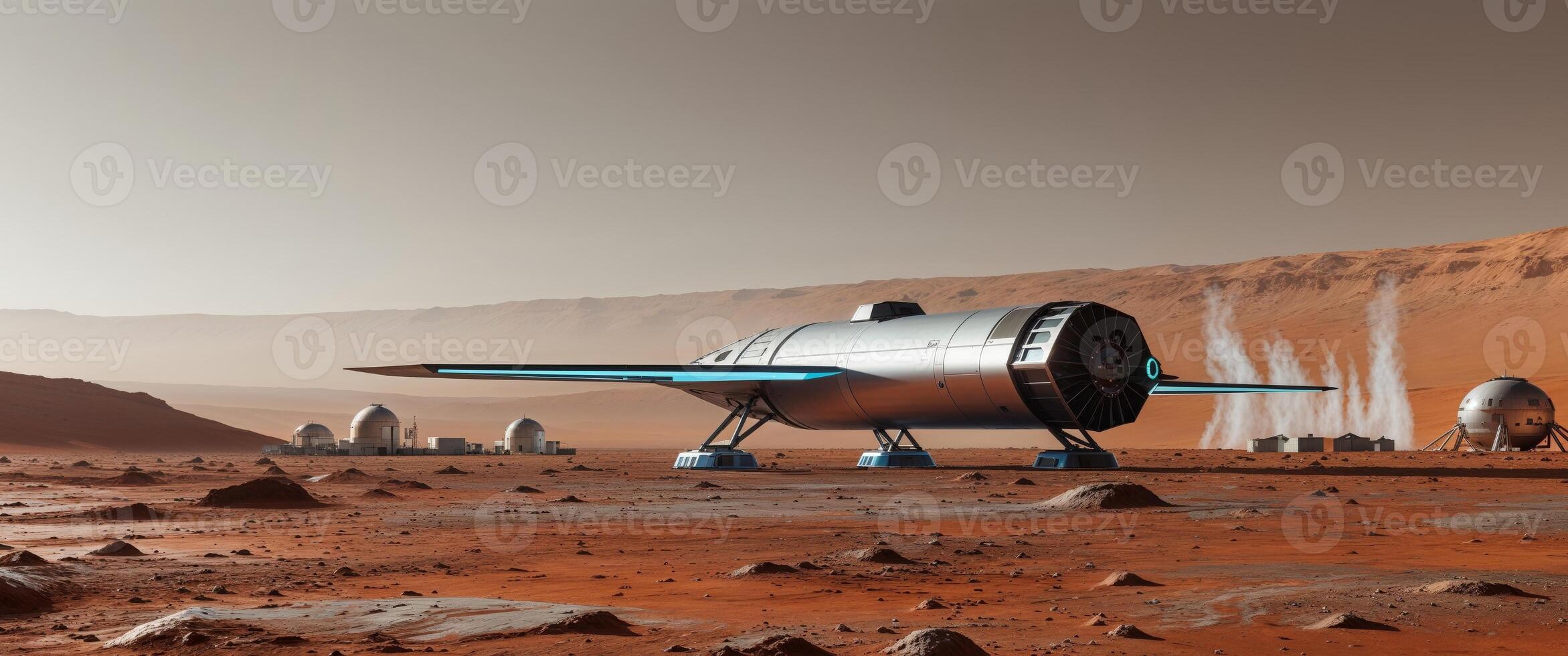 Human colony established on Mars with advanced spacecraft photo
