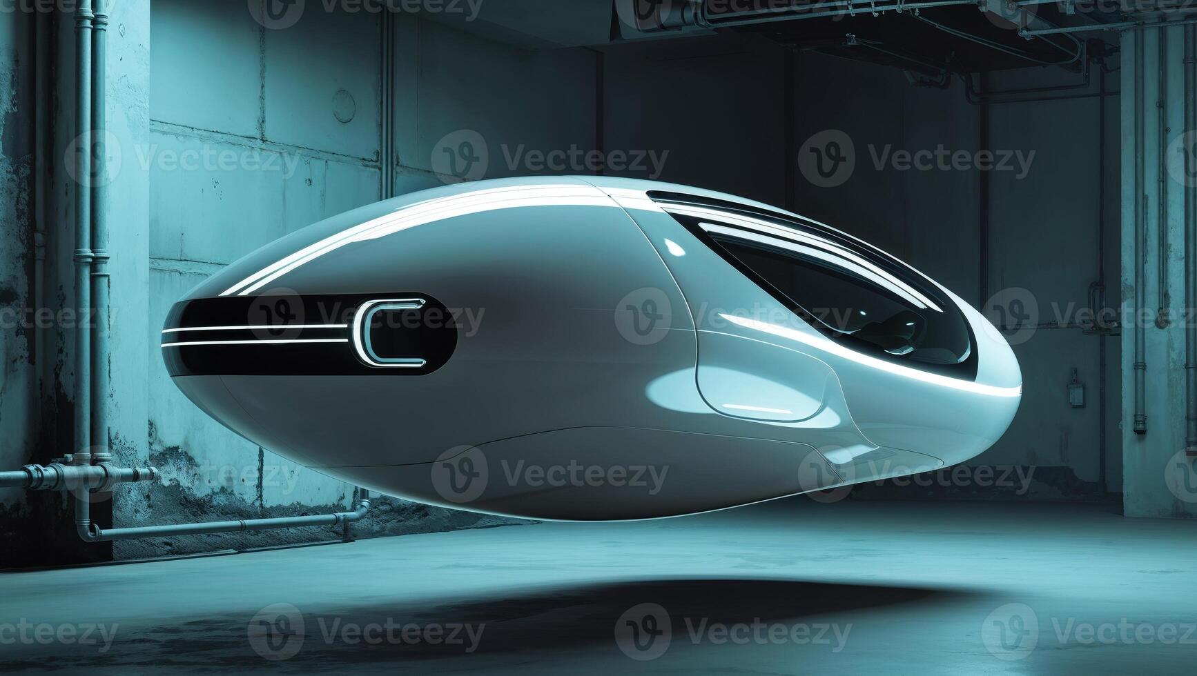 A futuristic car is floating in the air photo