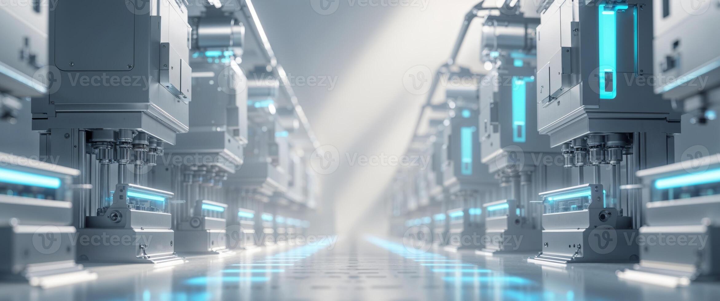 futuristic automated line with machines operating in silence photo