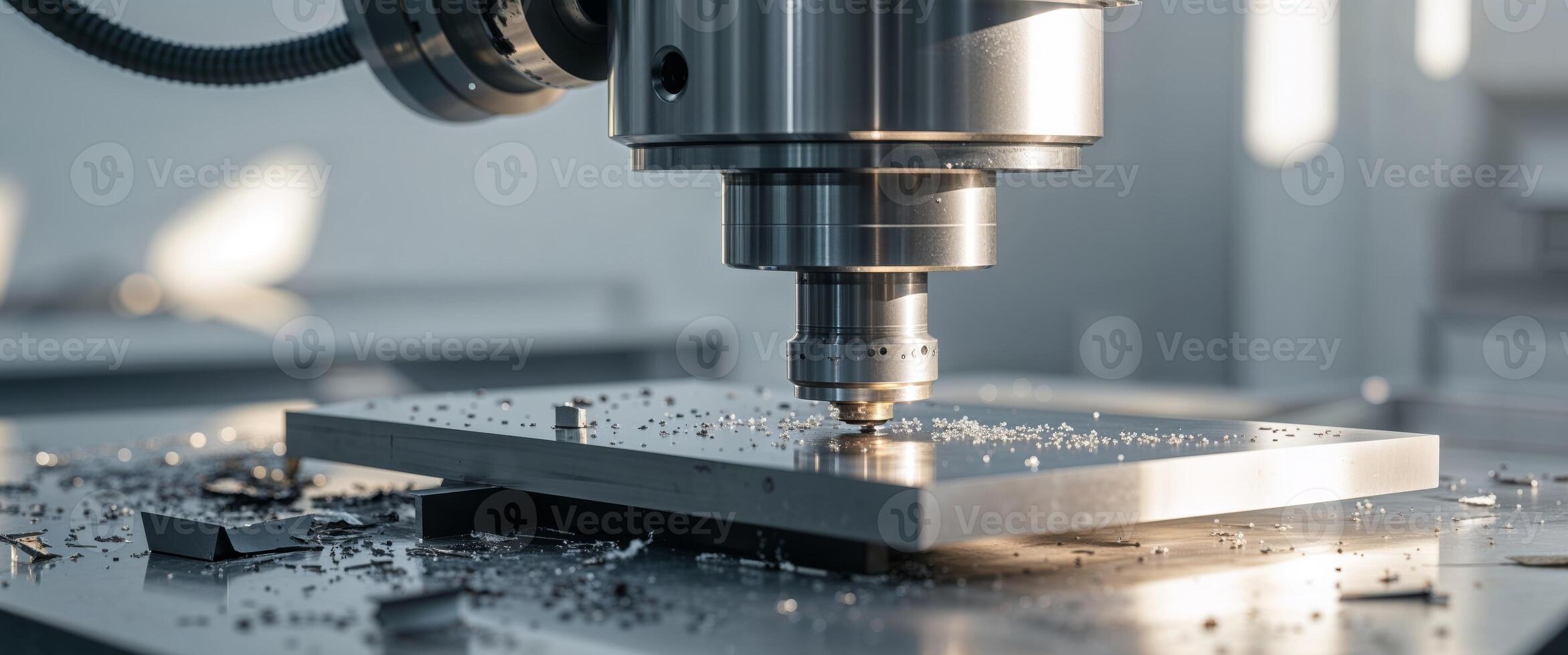 A machine is being used to shape a piece of metal. photo