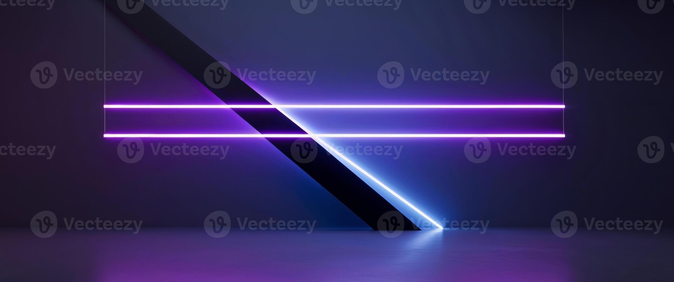 A neon sign with purple and blue lights photo