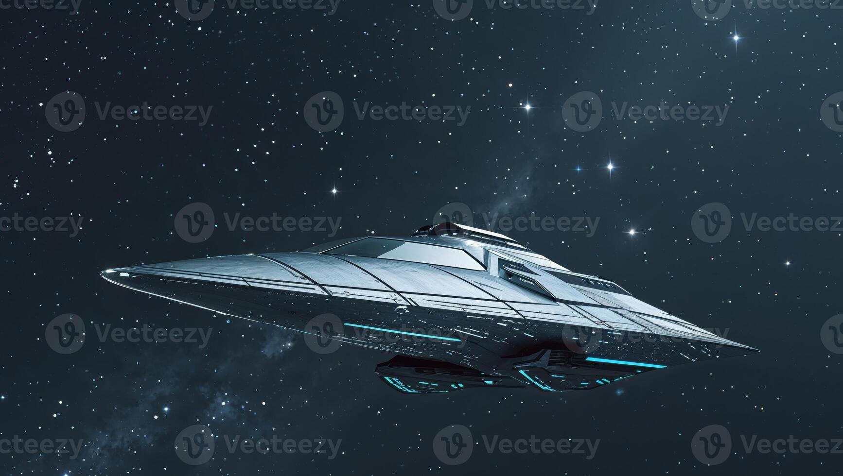 Galactic Cruiser Ascending Through Starry Void Science Fiction Odyssey Futuristic Spacecraft Exploration photo