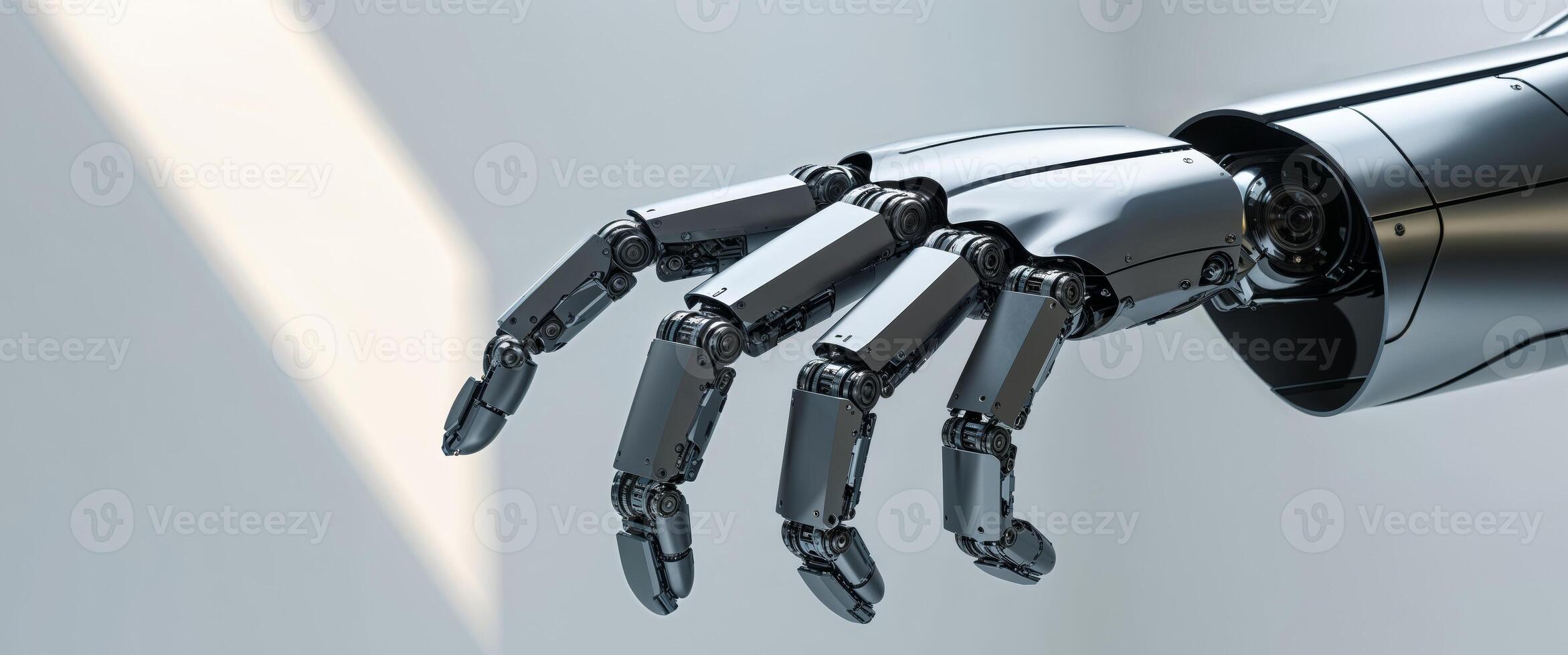 Futuristic robotic hand with advanced technology and artificial intelligence photo