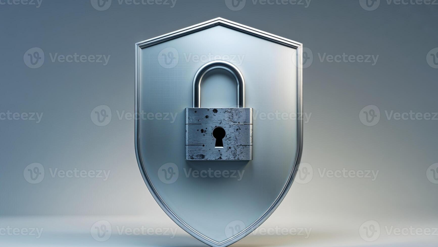 Visual representation of digital security concept featuring a shield and lock design photo