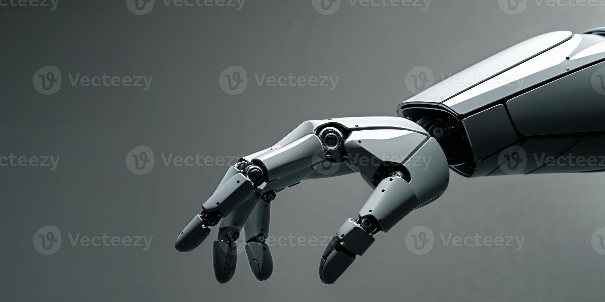 Futuristic Robotic Hand with Clean Lines and Bright Light. photo