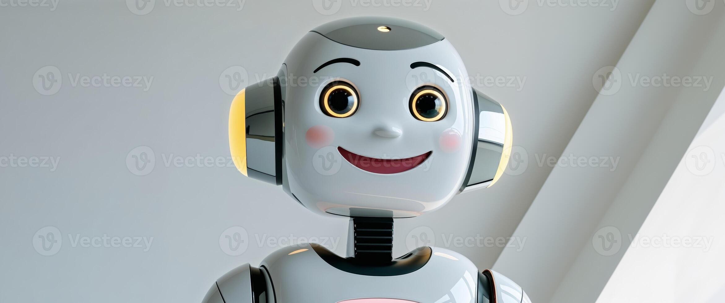 Friendly Robot Character with Smile and Modern Design. photo