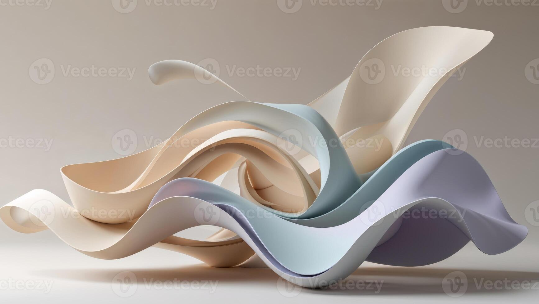 Flowing abstract shapes create a harmonious blend of soft colors in a serene design setting photo