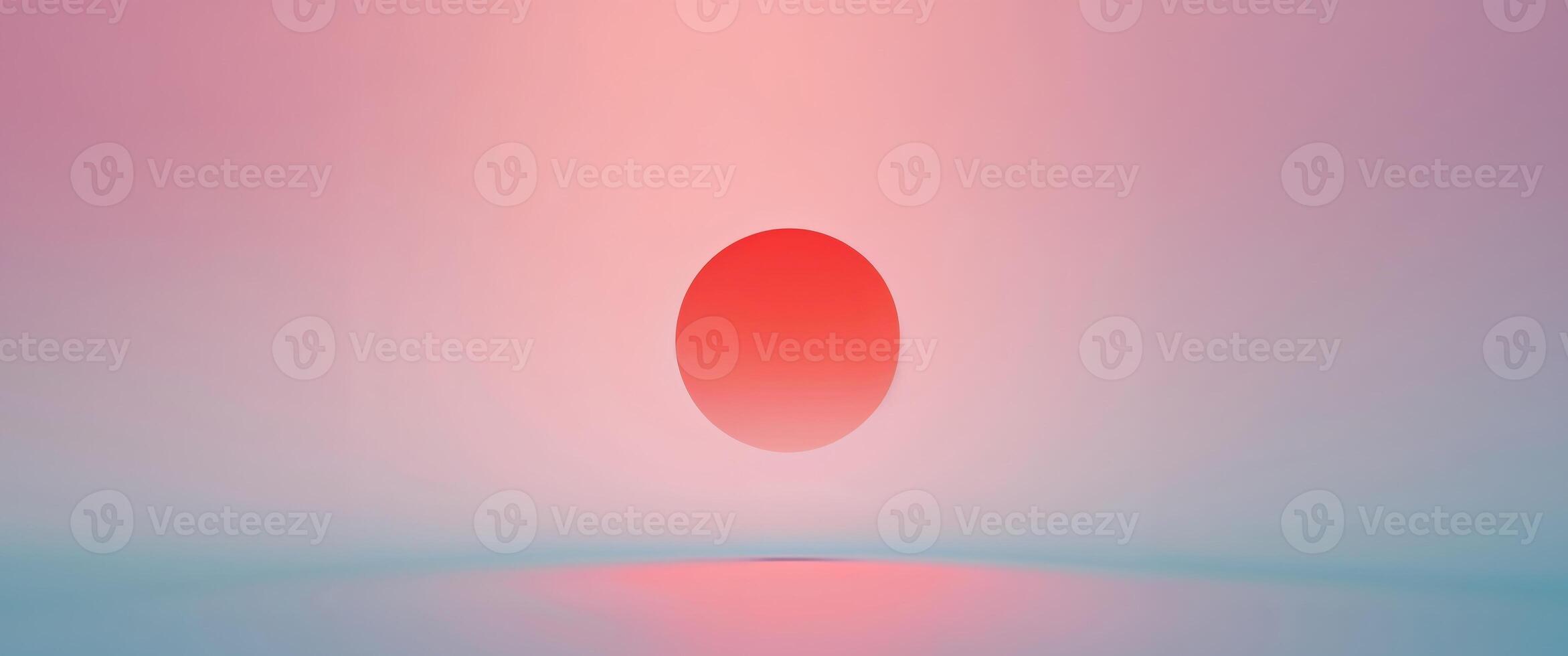 Blue and pink background with a red sun in the background. photo