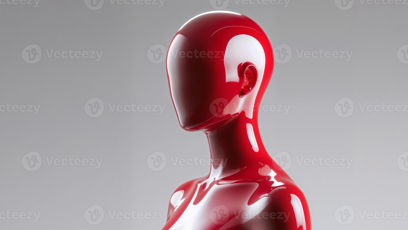 Futuristic Abstract Red Mannequin with Glossy Finish and Smooth Lines. photo