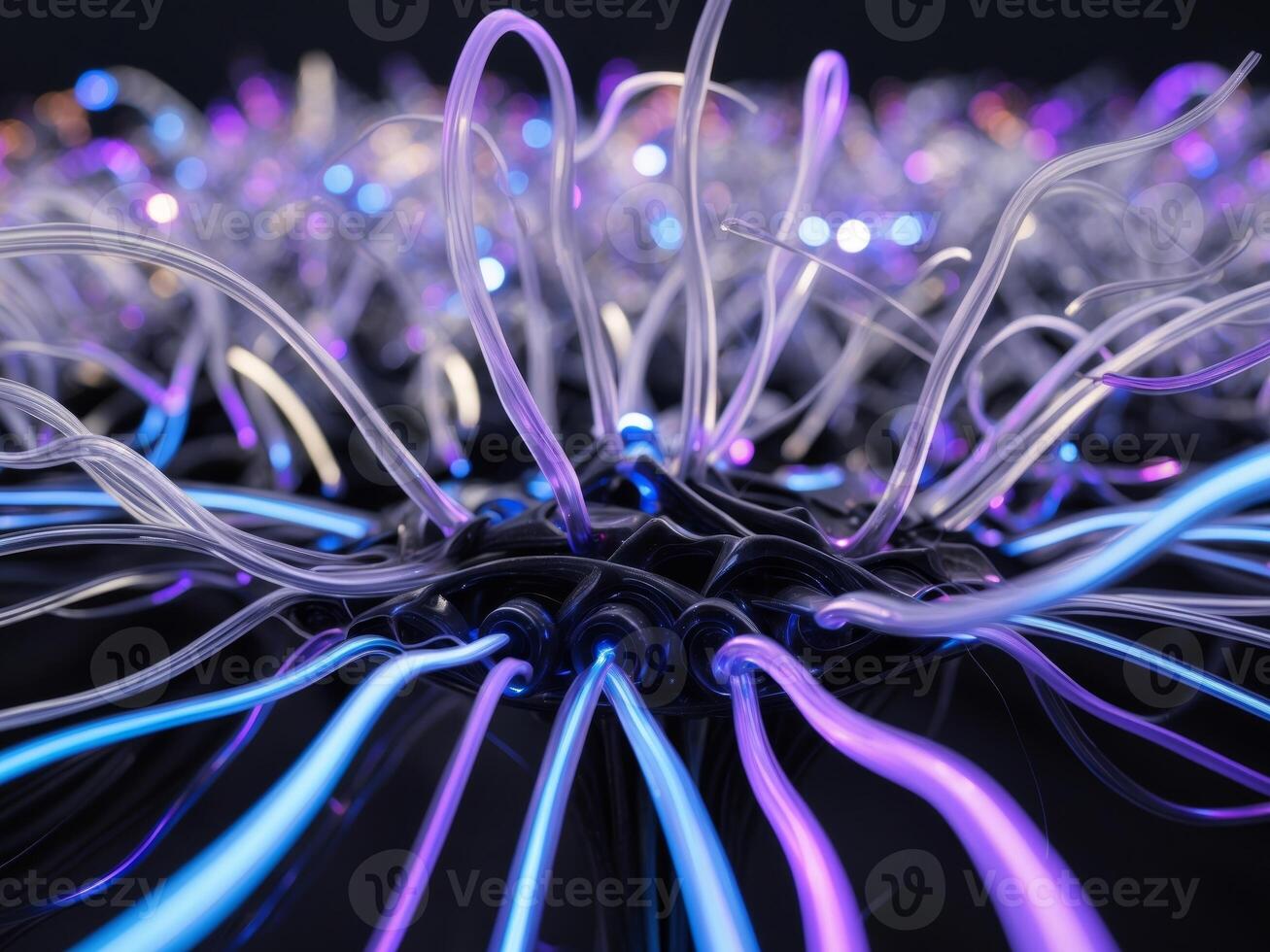 Mesmerizing Fiber Optic Tentacles Rippling in a Futuristic Kaleidoscope of Pulsing Light and Shape. photo