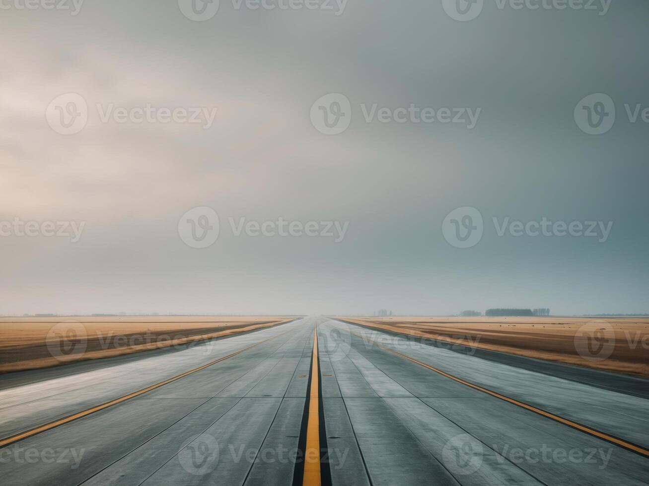 Empty Runway Under Grey Sky in a Remote Location photo