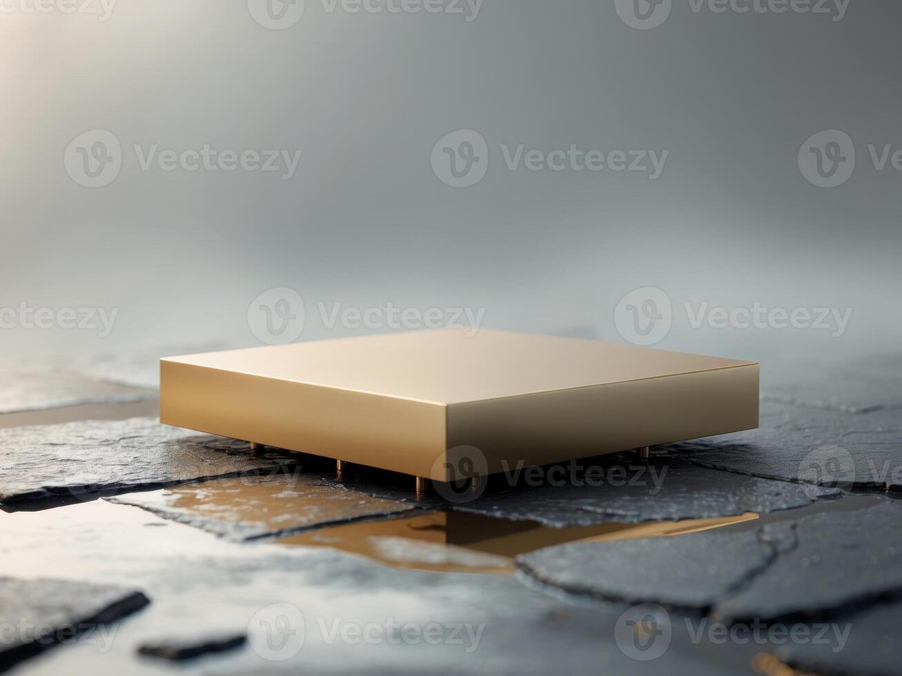 A golden square on a stone surface photo