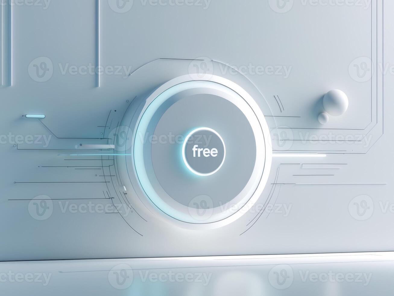 A futuristic white button with the word free on it photo