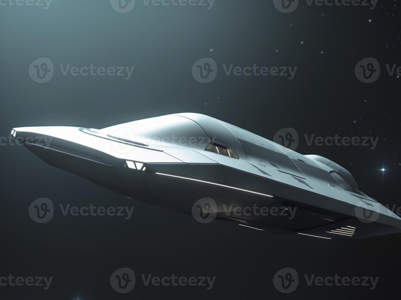 A futuristic spaceship flying in the air photo