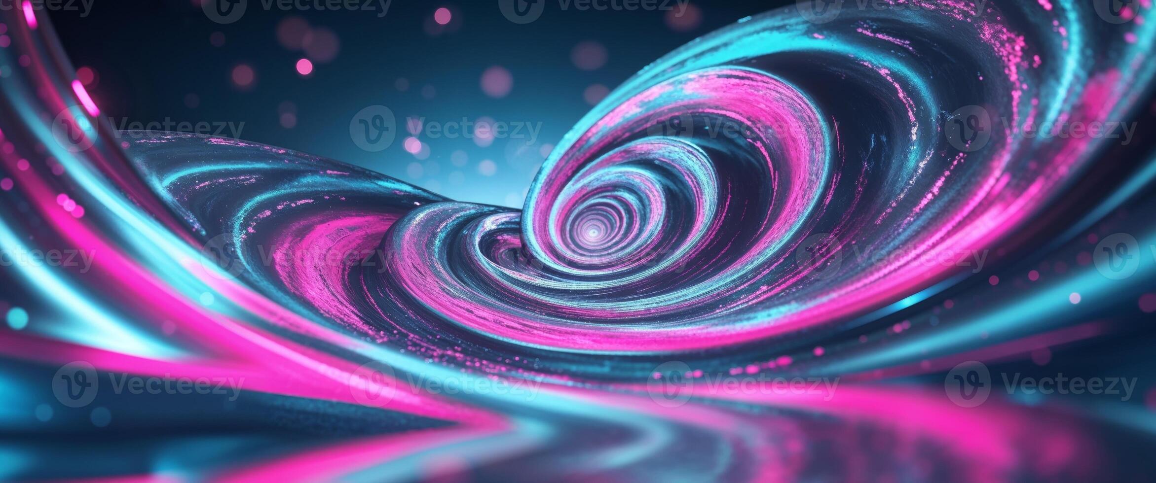 Futuristic Pop Art with Metallic and Neon Colors in a Cosmic Swirl photo