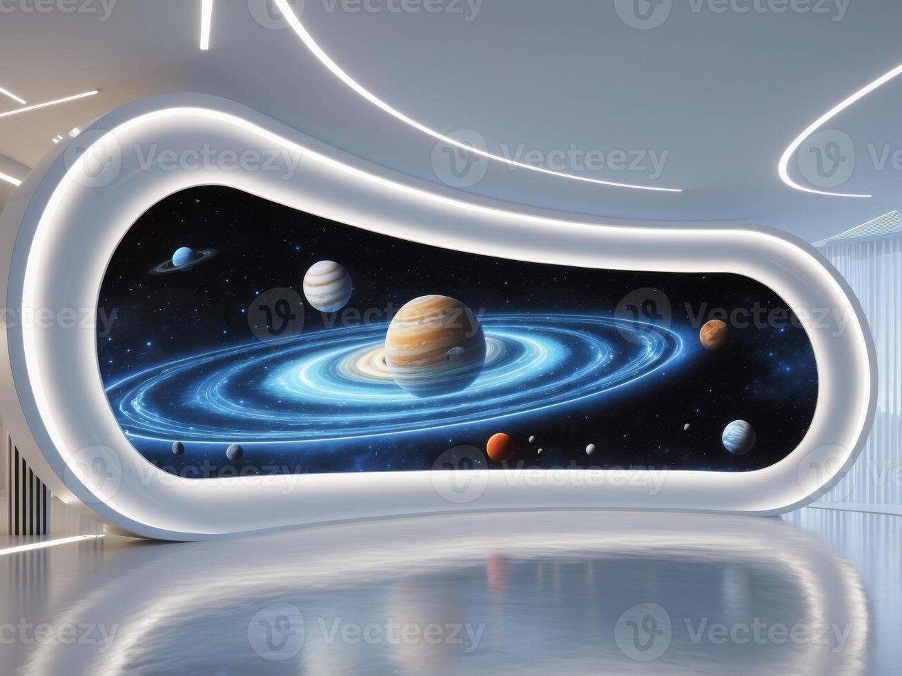 A futuristic space wall mural in a modern office photo