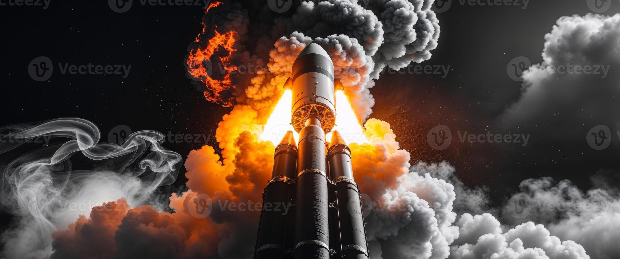 A rocket is being launched into the air photo
