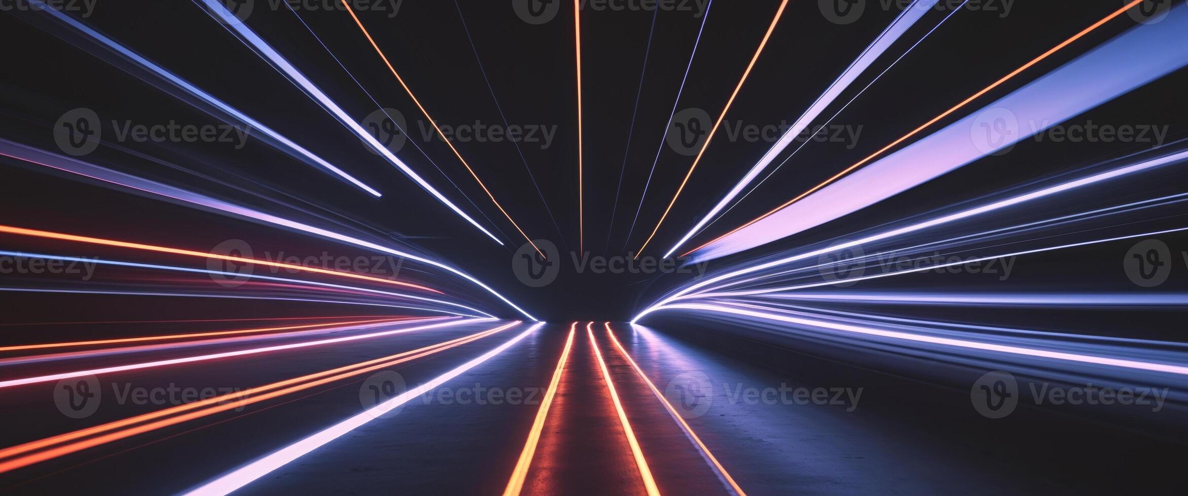 Abstract background with colorful light streaks on a black backdrop photo