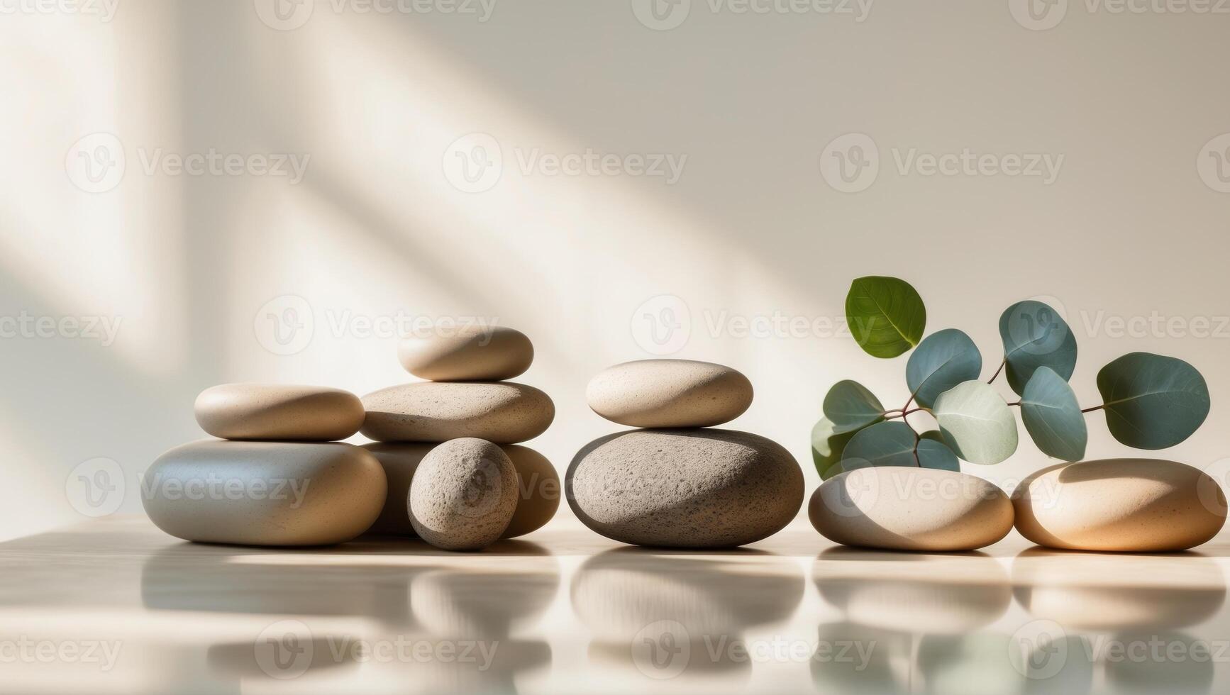 Serene Massage Stones on Relaxing Spa Table photo