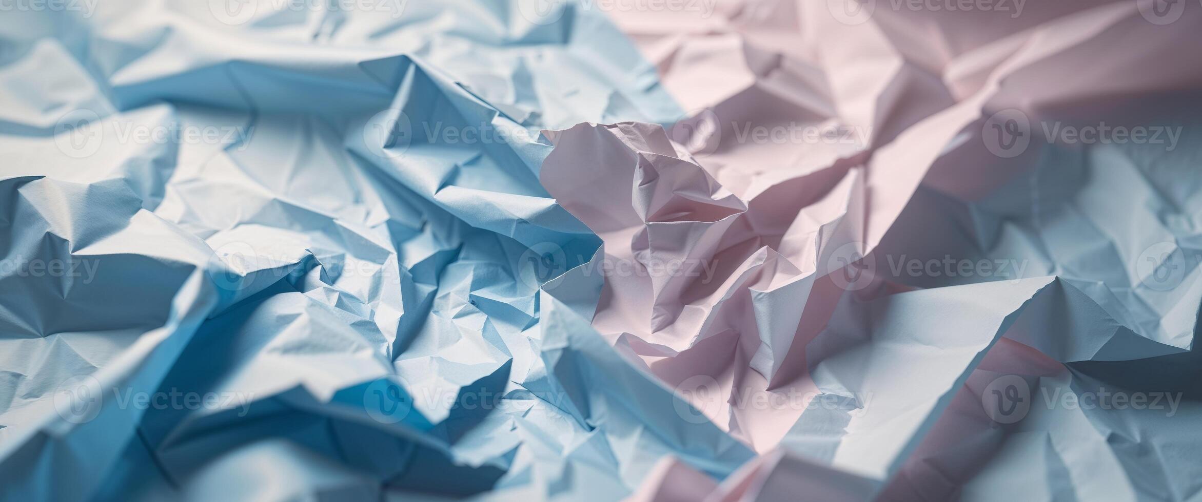 Crumpled blue pink paper texture background design. photo