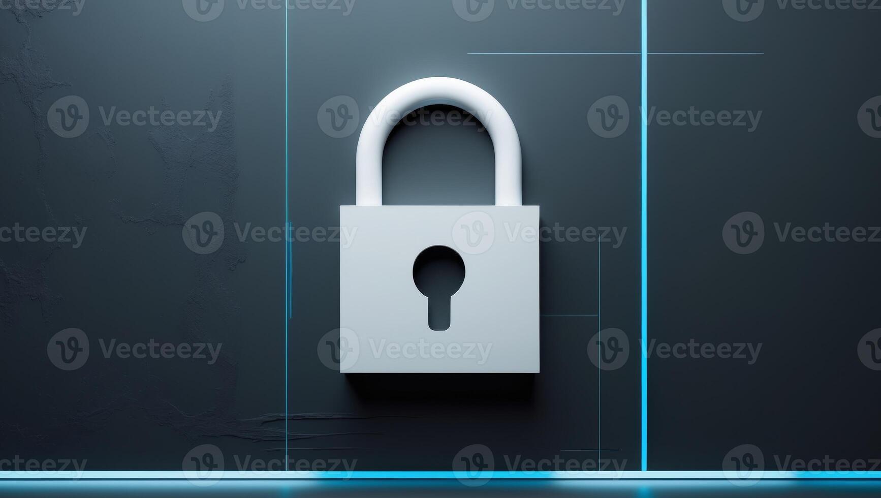 Digital security graphic layout showcasing a padlock symbol and dark background elements photo
