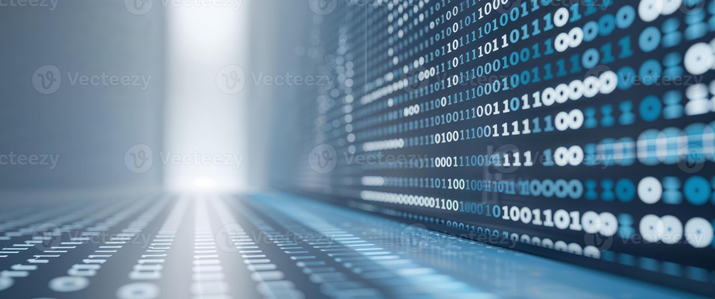 Digital Background with Binary Code and Numbers. photo