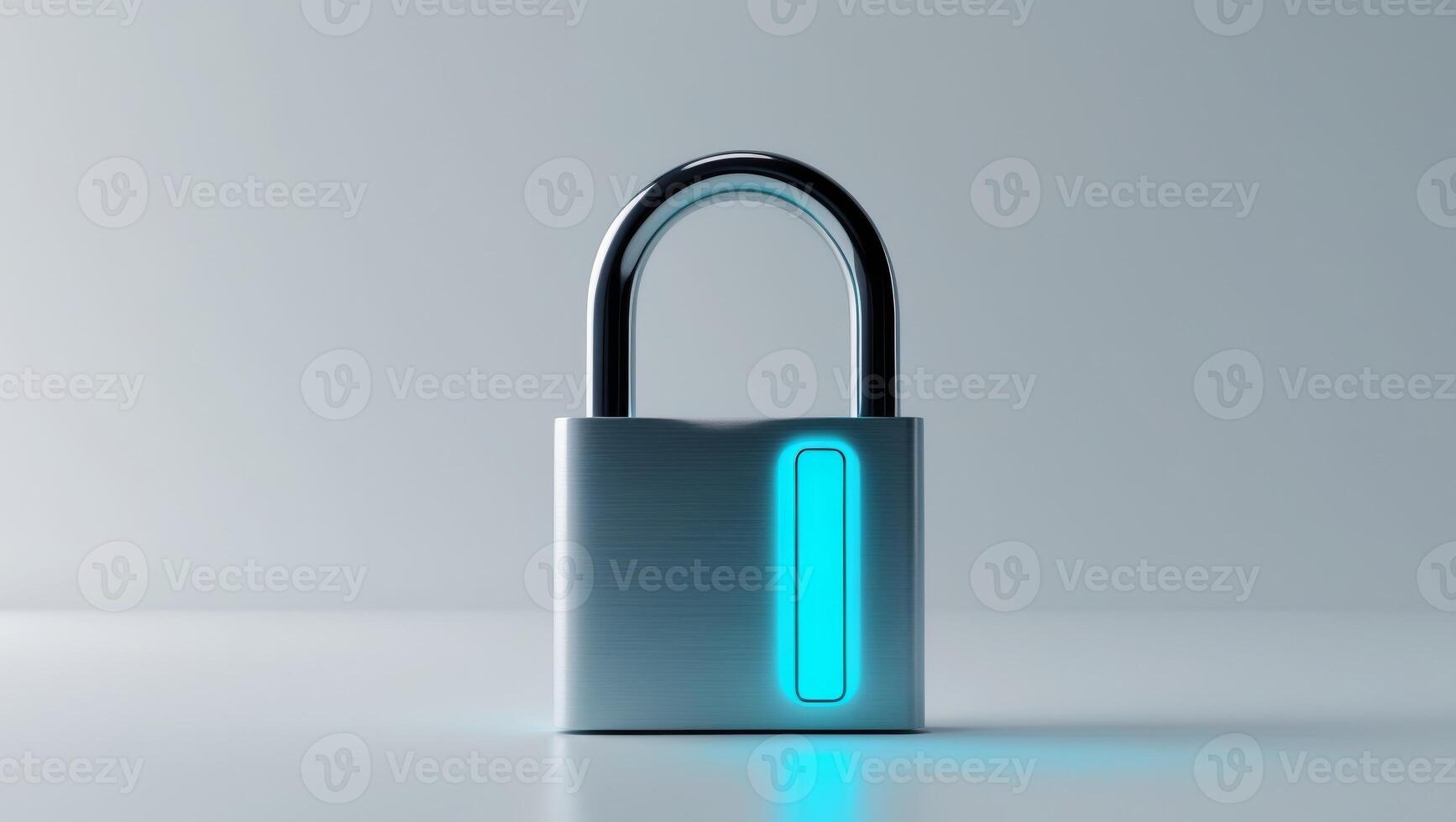 A lock with a glowing blue light photo