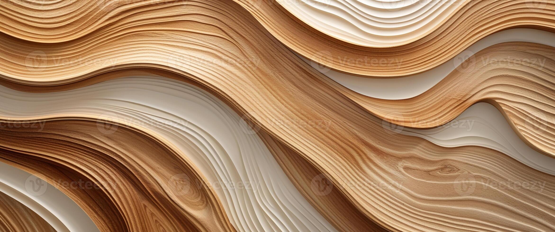 Abstract Textured Wood Panel with Natural Warm Tones and Curves. photo