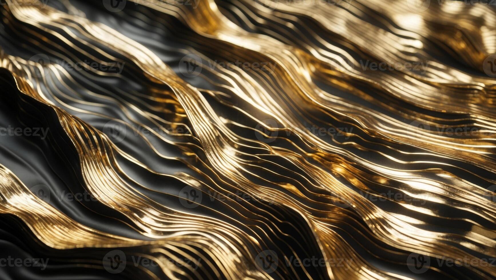 A close up of a gold and black wave photo