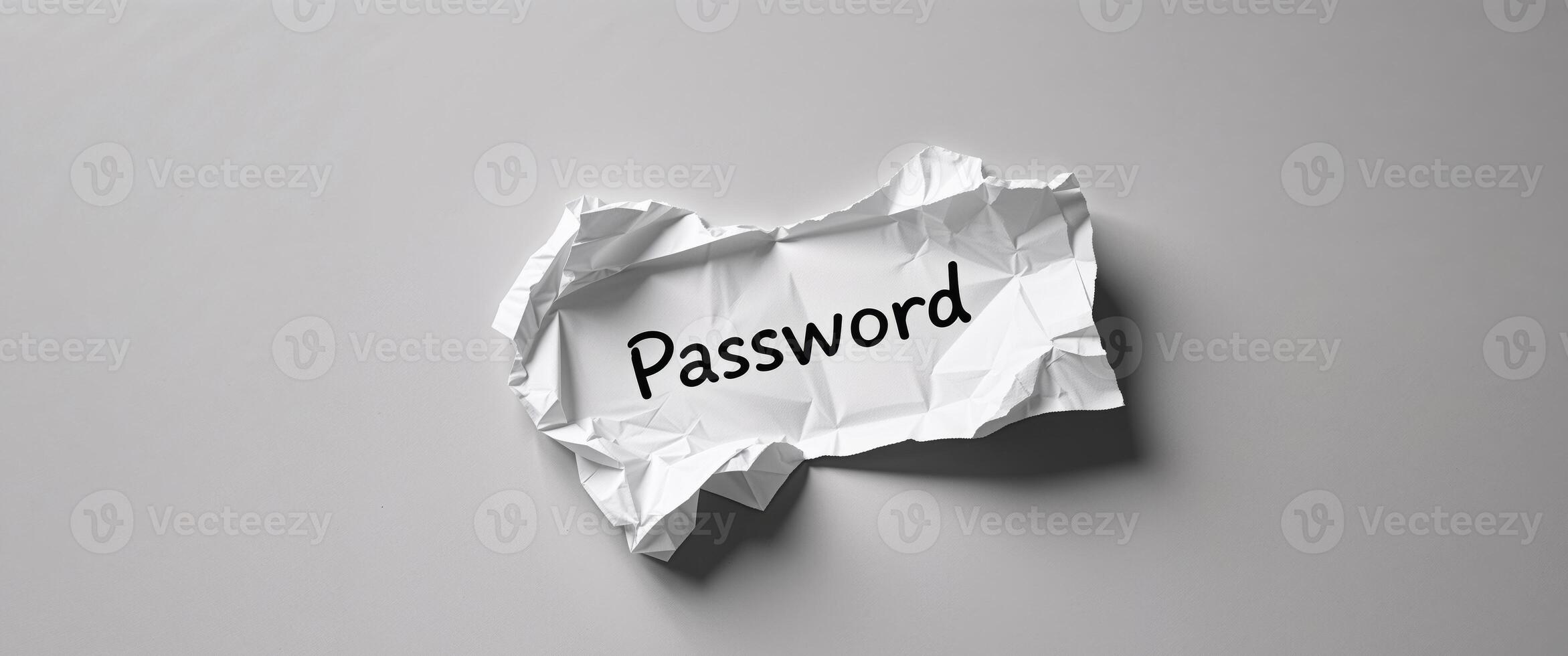 Crumpled paper with the word password written on it, 3d rendering stock photo