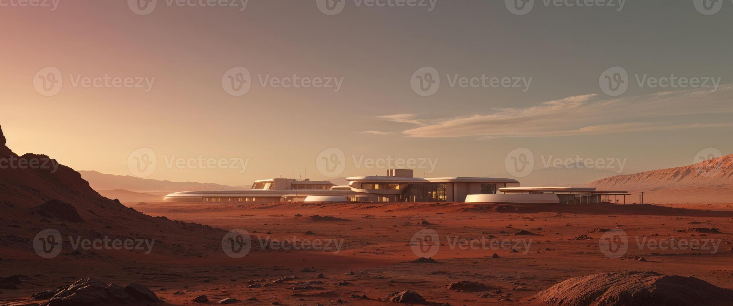 An artist's rendering of a futuristic house on mars photo