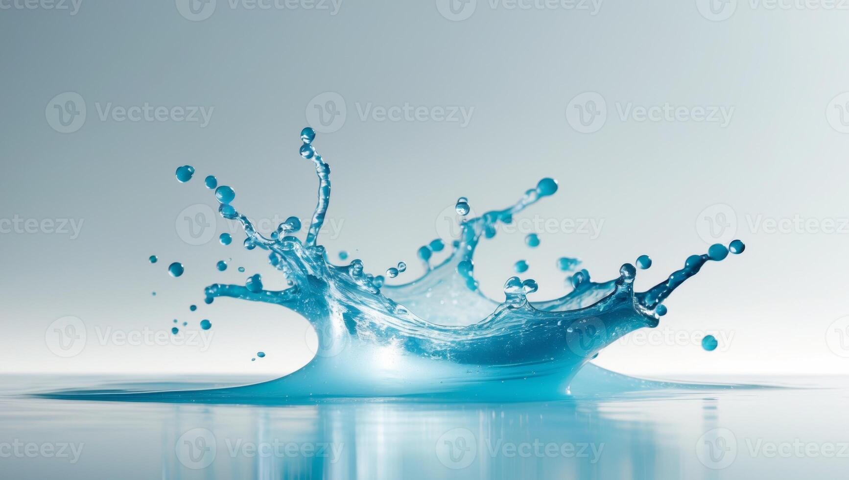 Liquid splash forms shape in reflection on background photo