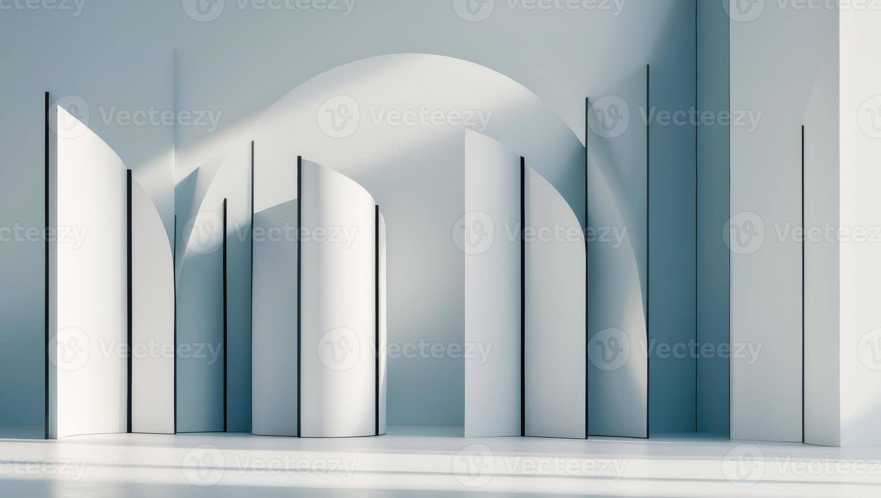 Abstract scene with curved and vertical geometric shapes photo
