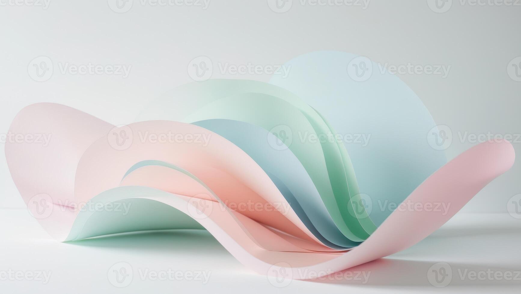 Pastel colored curved layers creating a modern abstract design. photo