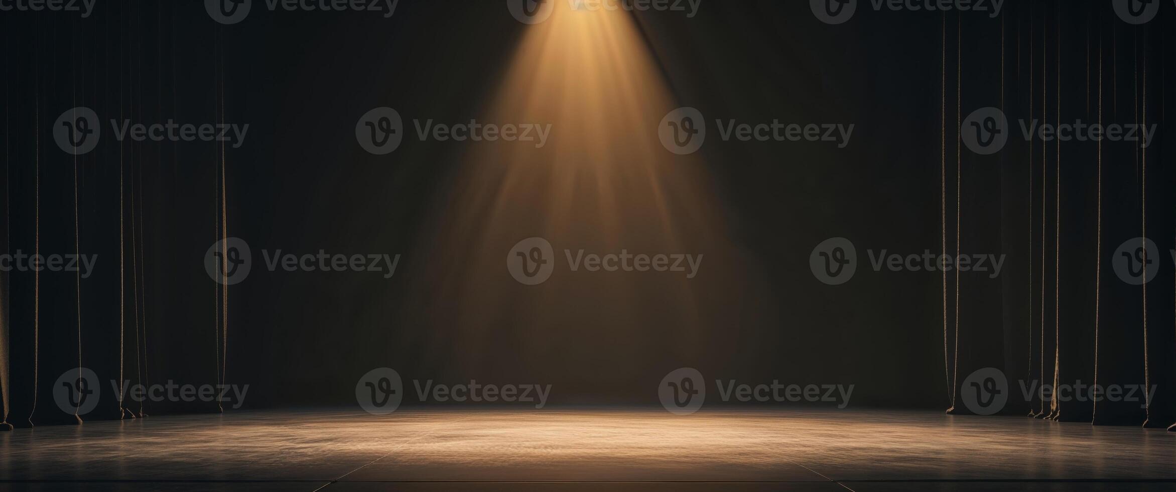 Empty stage with spotlight and atmospheric lighting in theatrical setting photo