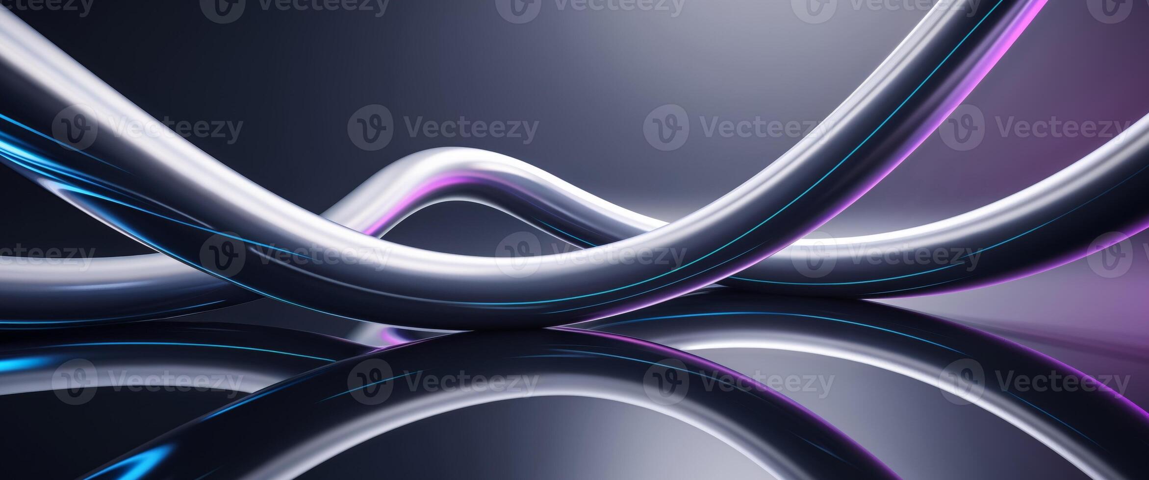 Futuristic abstract background with smooth polished pipes and reflections for modern designs photo