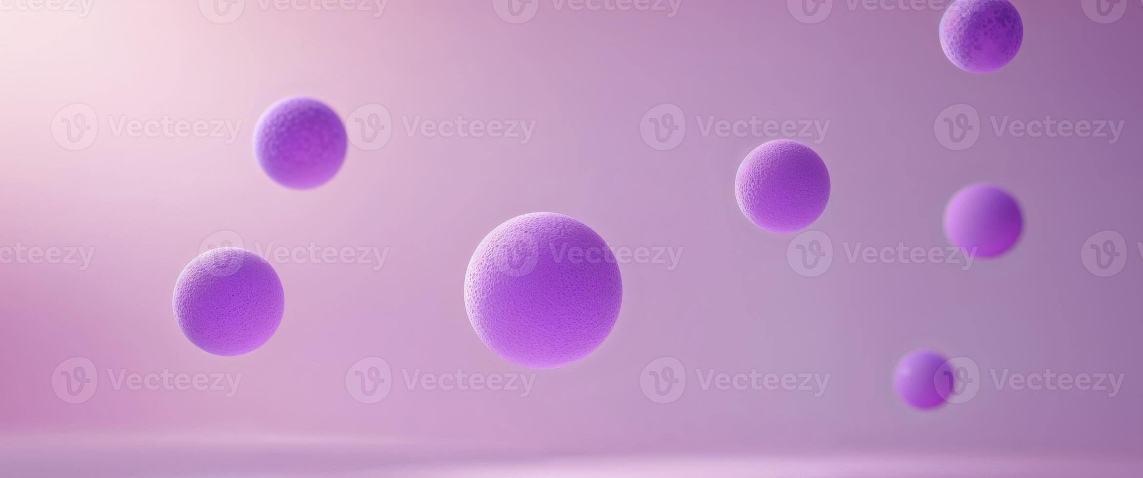 Purple molecules floating on pink background. photo