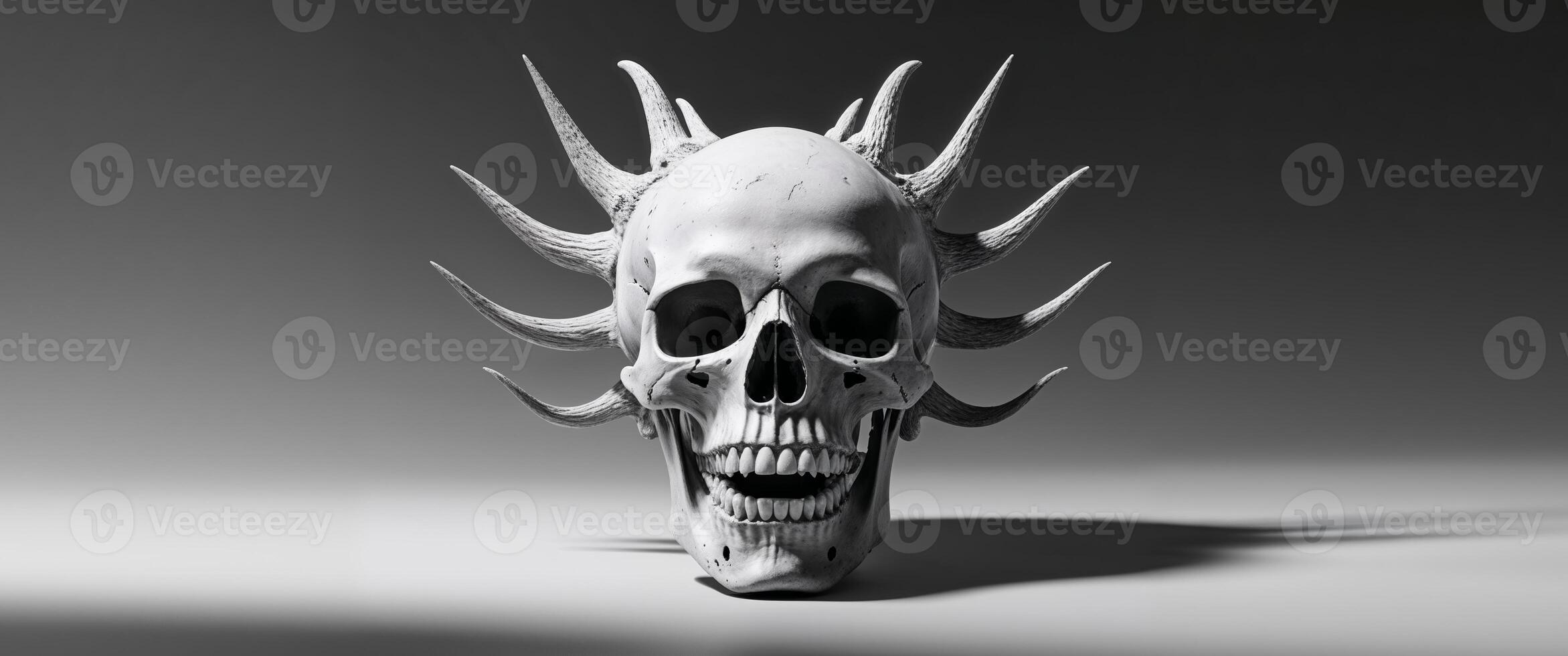 A skull with spikes on its head photo