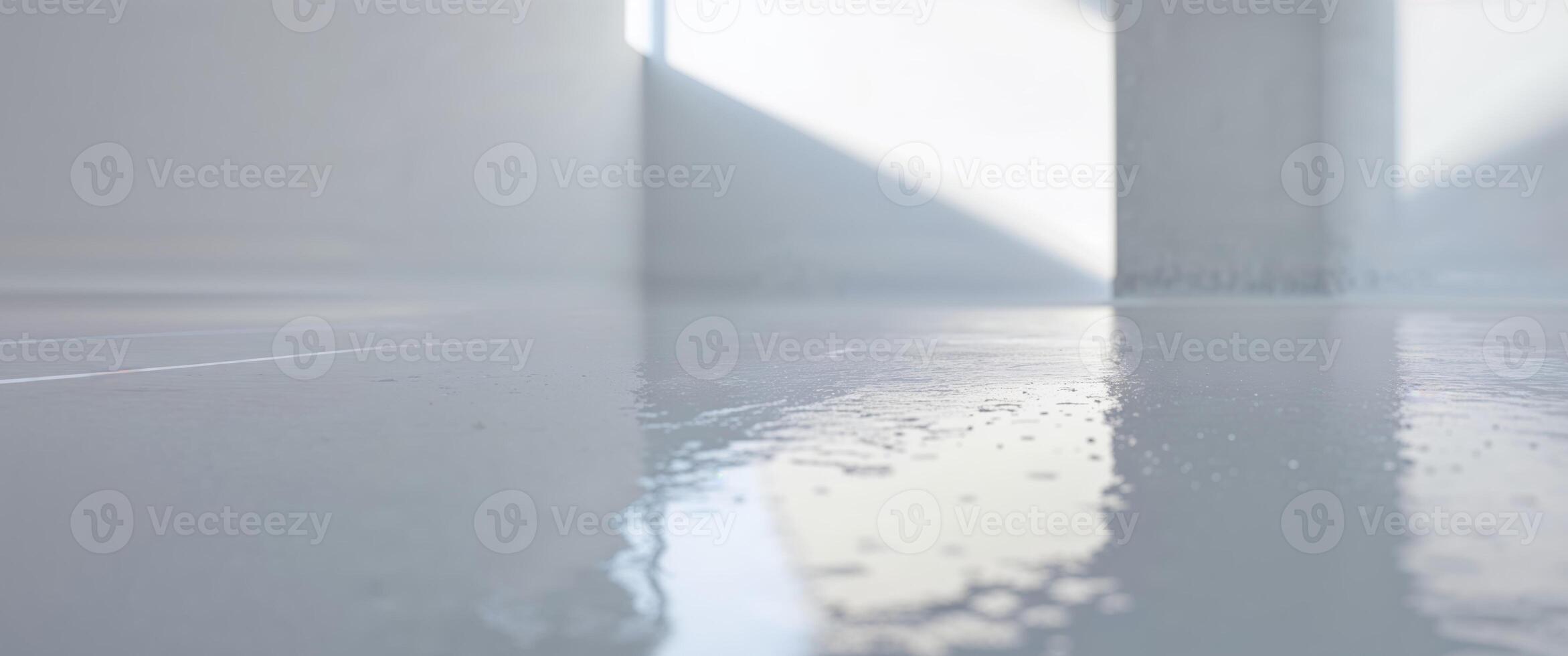 A white room with a white floor and a window photo