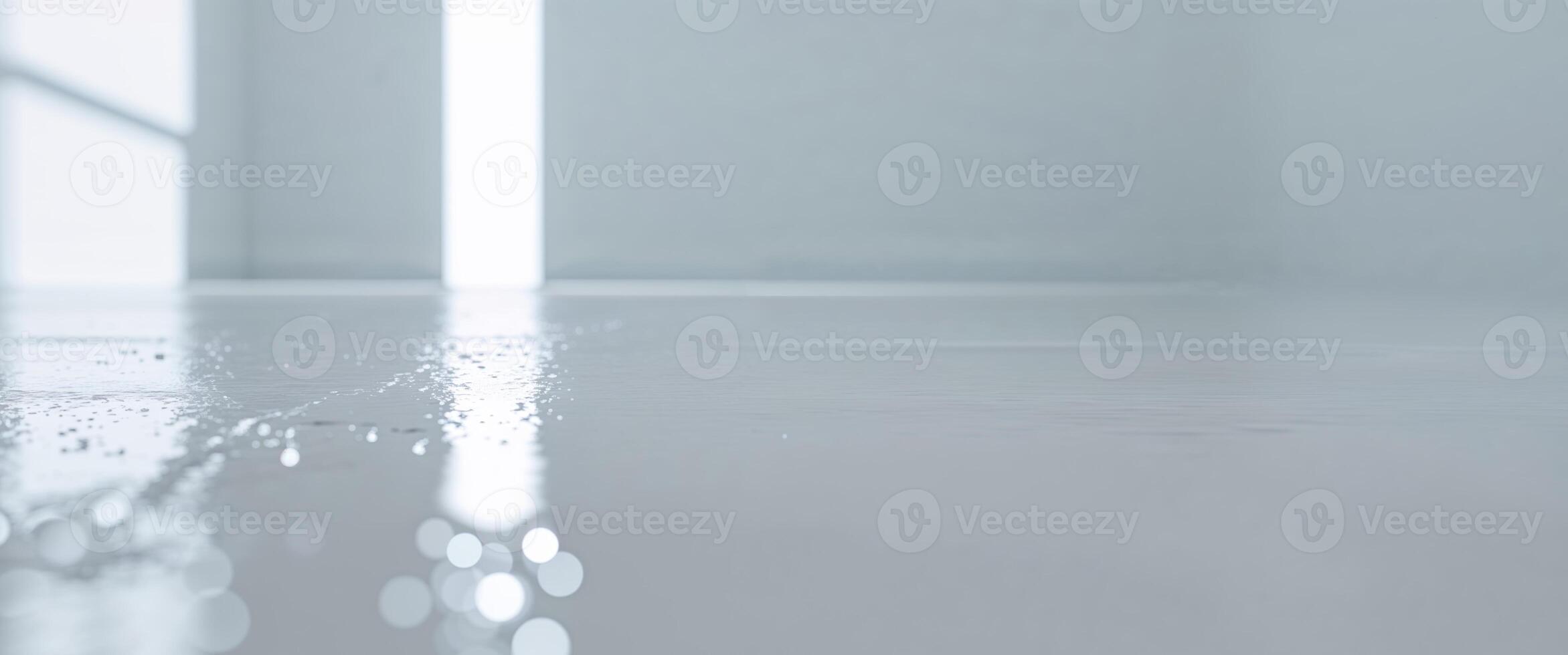 A white floor with water droplets on it photo