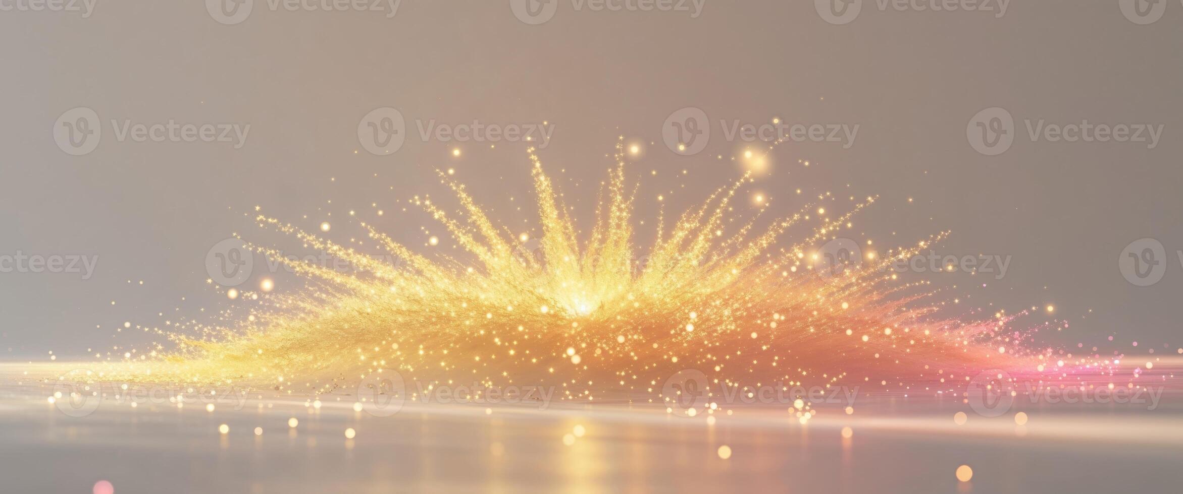 Golden explosion with sparkles and light photo